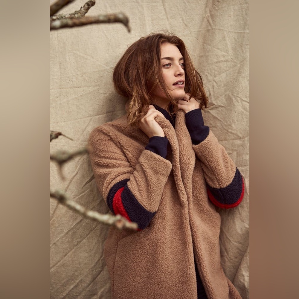 Boden Hereford Camel Soft Truffle Teddy Bear Coat  SZ 4